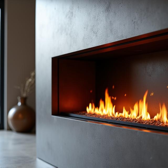 Acabado metálico moderno para chimenea